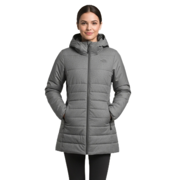 The North Face Puffer Coat Long Lightweight Size Medium Grey - Picture 1 of 8
